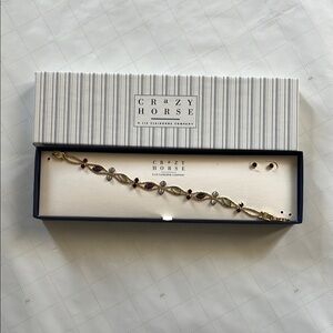Crazy Horse (By Liz Claiborne) Gold and Purple Stone Bracelet and Earring Set
